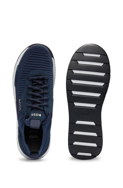 Branded Mesh Sneakers with Suede Finishes HB