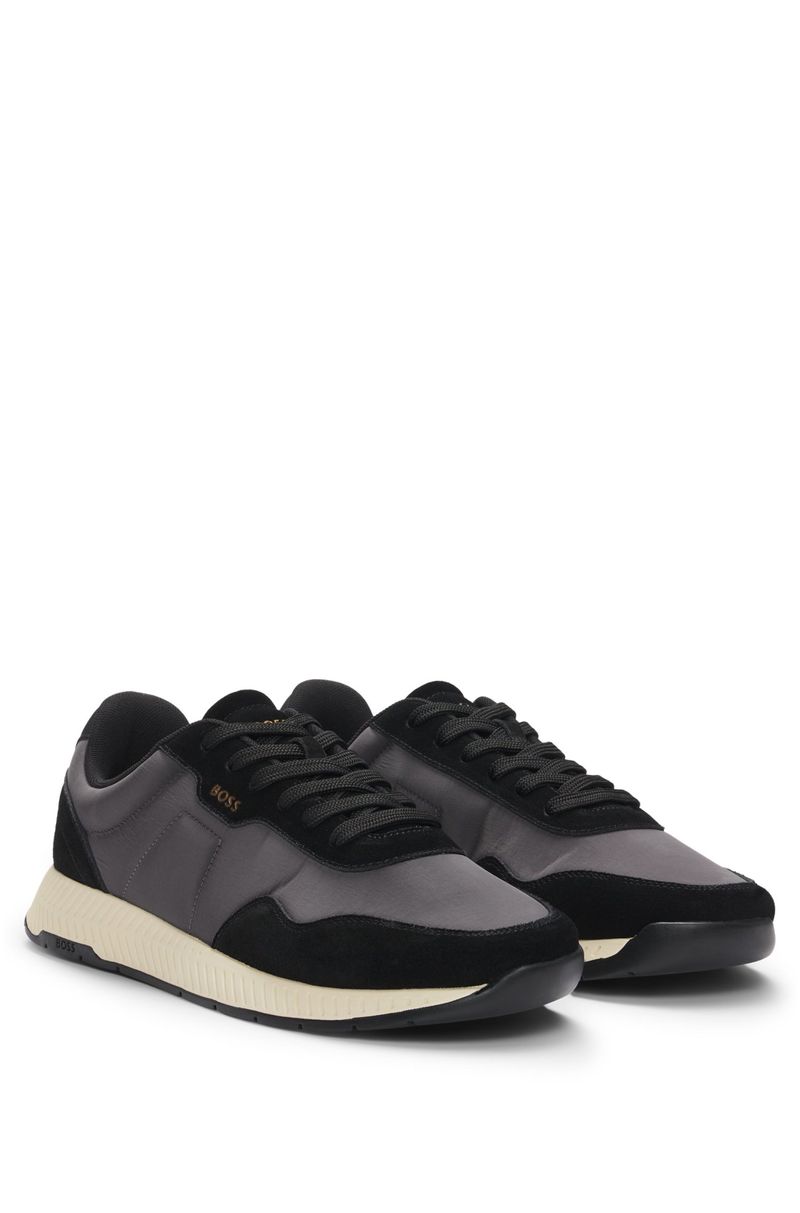 Mixed Material Sneakers with Suede Finishes HB