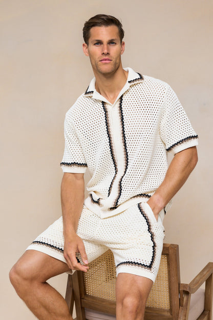 Marconi Crochet Knit Shirt - Ecru
